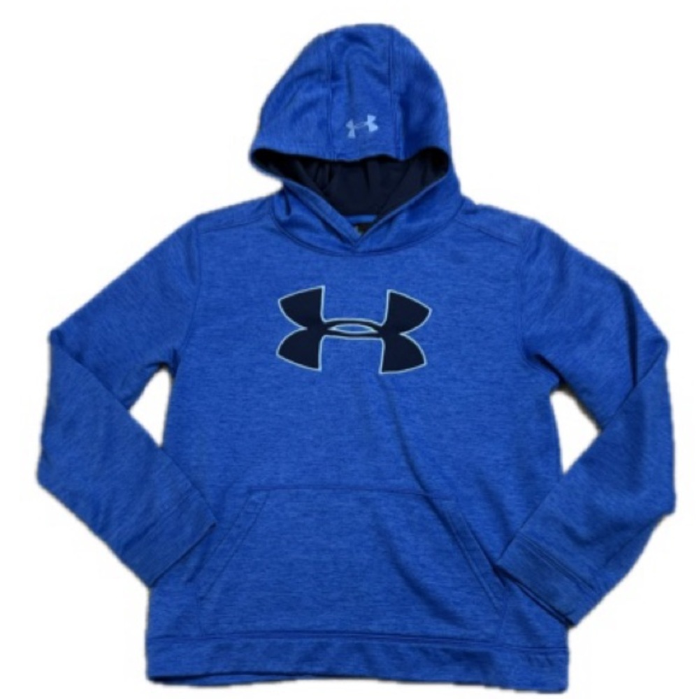 Under Armour Kids Youth Pullover Logo Hoodie Boys Size Large Tech Blue Loose Fit